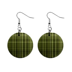 Green Madras Plaid Mini Button Earrings by SpinnyChairDesigns