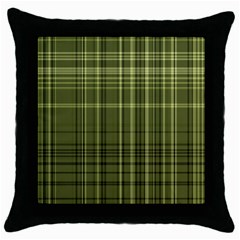 Green Madras Plaid Throw Pillow Case (black) by SpinnyChairDesigns