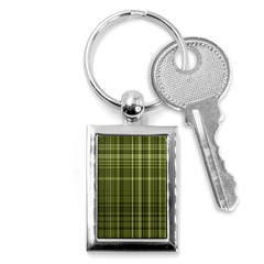 Green Madras Plaid Key Chain (rectangle) by SpinnyChairDesigns