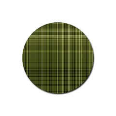 Green Madras Plaid Rubber Coaster (round)  by SpinnyChairDesigns