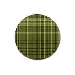 Green Madras Plaid Magnet 3  (round) by SpinnyChairDesigns