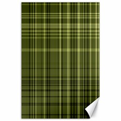 Green Madras Plaid Canvas 24  X 36  by SpinnyChairDesigns