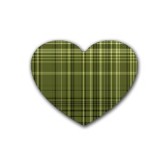 Green Madras Plaid Rubber Coaster (heart)  by SpinnyChairDesigns