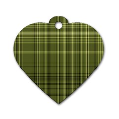 Green Madras Plaid Dog Tag Heart (one Side) by SpinnyChairDesigns