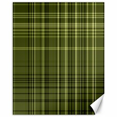 Green Madras Plaid Canvas 11  X 14  by SpinnyChairDesigns