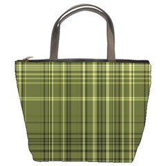 Green Madras Plaid Bucket Bag by SpinnyChairDesigns