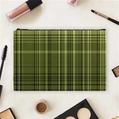 Green Madras Plaid Cosmetic Bag (large) by SpinnyChairDesigns