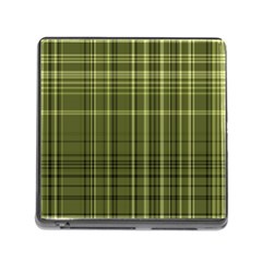 Green Madras Plaid Memory Card Reader (square 5 Slot) by SpinnyChairDesigns