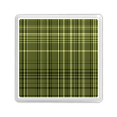 Green Madras Plaid Memory Card Reader (square) by SpinnyChairDesigns