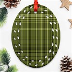 Green Madras Plaid Ornament (Oval Filigree) Front