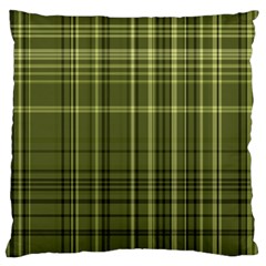 Green Madras Plaid Large Cushion Case (one Side) by SpinnyChairDesigns