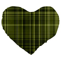 Green Madras Plaid Large 19  Premium Heart Shape Cushions by SpinnyChairDesigns