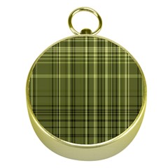 Green Madras Plaid Gold Compasses by SpinnyChairDesigns