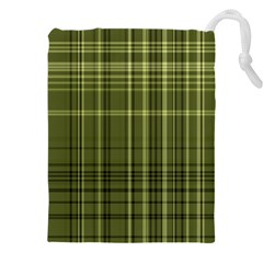 Green Madras Plaid Drawstring Pouch (5xl) by SpinnyChairDesigns