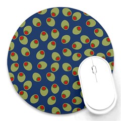 Green Olives With Pimentos Round Mousepads by SpinnyChairDesigns