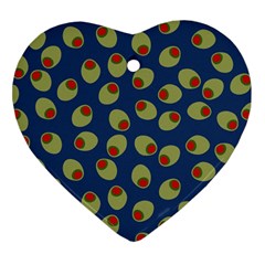 Green Olives With Pimentos Heart Ornament (two Sides) by SpinnyChairDesigns