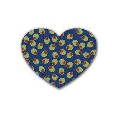 Green Olives With Pimentos Heart Coaster (4 Pack)  by SpinnyChairDesigns