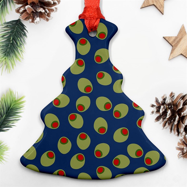 Green Olives With Pimentos Christmas Tree Ornament (Two Sides)