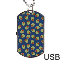 Green Olives With Pimentos Dog Tag Usb Flash (two Sides) by SpinnyChairDesigns