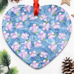 Watercolor Violets Ornament (heart) by SpinnyChairDesigns