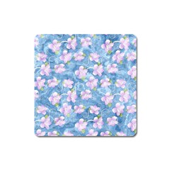 Watercolor Violets Square Magnet by SpinnyChairDesigns