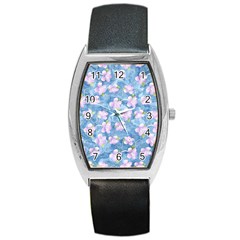 Watercolor Violets Barrel Style Metal Watch by SpinnyChairDesigns