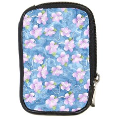 Watercolor Violets Compact Camera Leather Case by SpinnyChairDesigns