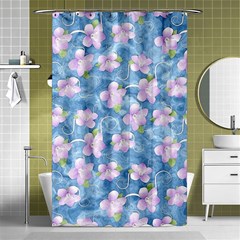 Watercolor Violets Shower Curtain 48  X 72  (small)  by SpinnyChairDesigns