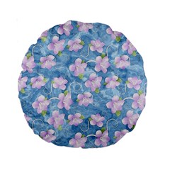 Watercolor Violets Standard 15  Premium Round Cushions by SpinnyChairDesigns