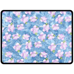 Watercolor Violets Double Sided Fleece Blanket (large)  by SpinnyChairDesigns