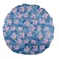 Watercolor Violets Large 18  Premium Flano Round Cushions by SpinnyChairDesigns