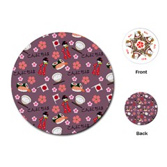 Japan Girls Playing Cards Single Design (round)