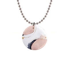 Pink And Blue Marble 1  Button Necklace