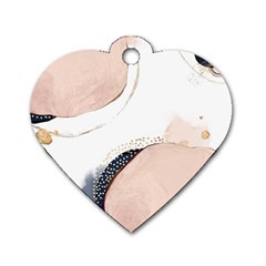 Pink And Blue Marble Dog Tag Heart (one Side)