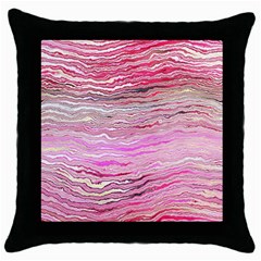 Pink Abstract Stripes Throw Pillow Case (black) by SpinnyChairDesigns