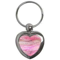 Pink Abstract Stripes Key Chain (heart)