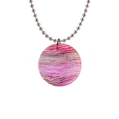 Pink Abstract Stripes 1  Button Necklace by SpinnyChairDesigns