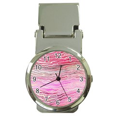 Pink Abstract Stripes Money Clip Watches by SpinnyChairDesigns