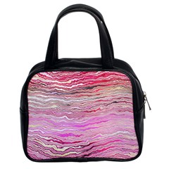 Pink Abstract Stripes Classic Handbag (two Sides) by SpinnyChairDesigns