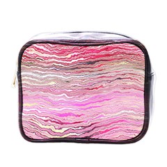 Pink Abstract Stripes Mini Toiletries Bag (one Side) by SpinnyChairDesigns