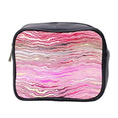 Pink Abstract Stripes Mini Toiletries Bag (two Sides) by SpinnyChairDesigns