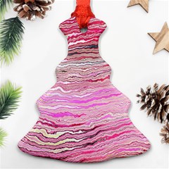 Pink Abstract Stripes Christmas Tree Ornament (two Sides) by SpinnyChairDesigns