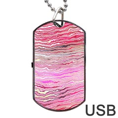 Pink Abstract Stripes Dog Tag Usb Flash (two Sides) by SpinnyChairDesigns