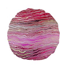 Pink Abstract Stripes Standard 15  Premium Round Cushions by SpinnyChairDesigns