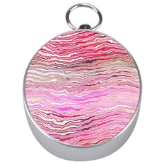 Pink Abstract Stripes Silver Compasses