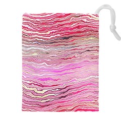 Pink Abstract Stripes Drawstring Pouch (4xl) by SpinnyChairDesigns