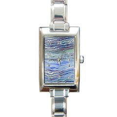 Blue Abstract Stripes Rectangle Italian Charm Watch by SpinnyChairDesigns