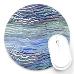 Blue Abstract Stripes Round Mousepads Front