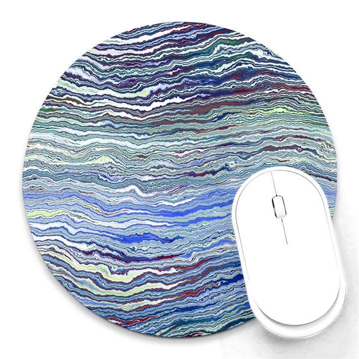 Blue Abstract Stripes Round Mousepads