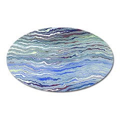 Blue Abstract Stripes Oval Magnet by SpinnyChairDesigns